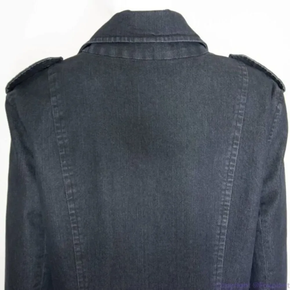 NWOT Attention women's black jean jacket‎ with epaulette, size 14